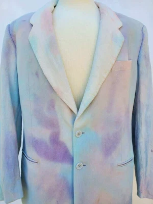 Armani Blazer Blanco Gris Azul Rosa Corbata Teñida Med L 40 41 Morado Resort Boda Foto 1 de 4