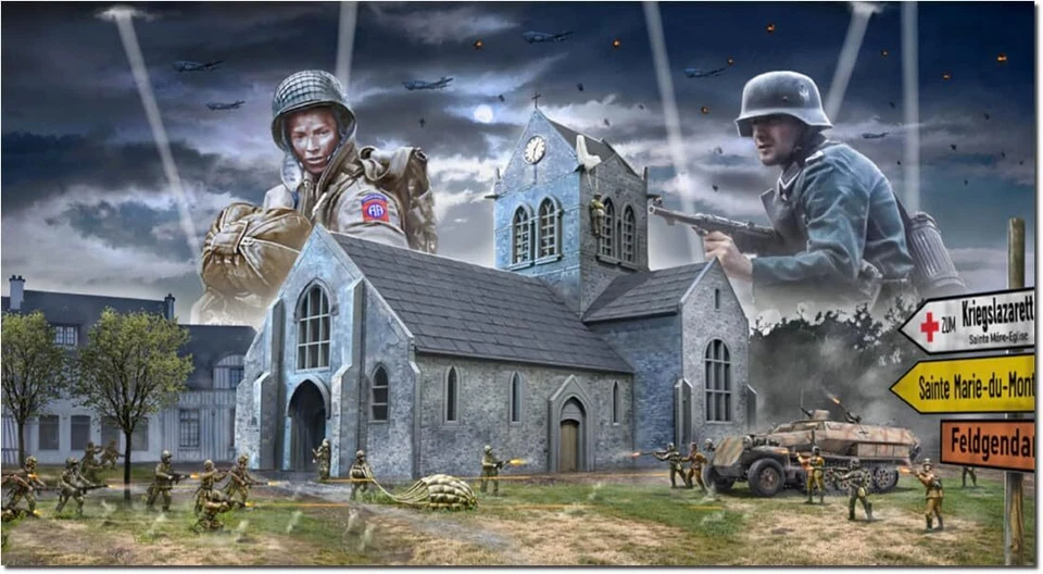 Battle Of Normandy Saint / Mere / Eglise 6 June 1944 Plastic Kit 1:72 Model - Immagine 1 di 4