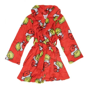 The Grinch Santa Hat Youth Velvet Robe Red - Picture 1 of 10