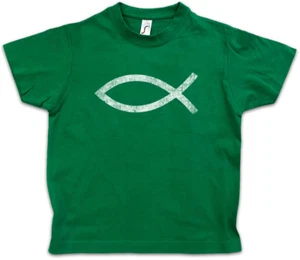 ICHTYS Kids Boys T-Shirt God Jesus Fish Christ Christian Sign Church Symbol - Picture 1 of 1