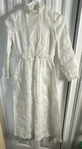 Vintage Dress Girls Victorian Style Handmade White Sheer Lace Trim Maxi - Picture 1 of 14