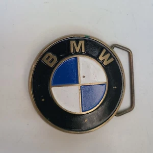 Vtg 80s BMW Hood Emblem Round Belt Buckle Brass Baron Buckles BBB Preppy Hipster - Picture 1 of 11