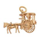 VINTAGE 10K YELLOW GOLD HORSE & CARRIAGE PENDANT / CHARM