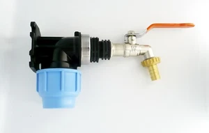 MDPE Compression Wall Plate Elbow (32mm) with 1/2" Nickel Plated Brass Lever Tap - Picture 1 of 1