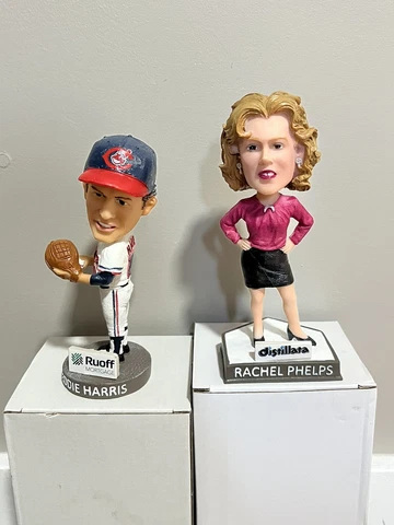 Akron Rubberducks RACHEL PHELPS & Eddie Harris Major League SGA Bobblehead Lot Cover