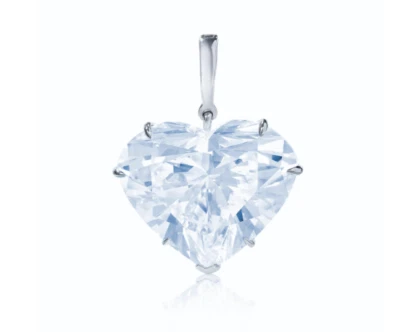 Huge Heart Cut Colorless White 54.50CT Lab-Created Diamond Heart Luxury Pendant - Image 1 of 3