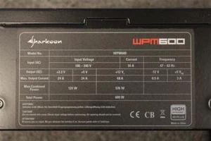 Sharkoon 80 Plus WPM600 ATX Netzteil 600 Watt 80+ modular #30726 - Bild 1 von 1