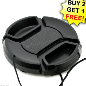 49mm Lens Cap center pinch snap on Front Cover string for Canon Nikon Sony - Picture 1 of 3