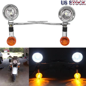 Headlight Passing Spotlight Assembly Spot Fog Light Bar Turn Signals Bracket Kit - Picture 1 of 12