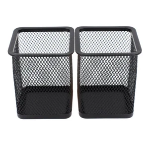 2pcs Metal Pen Holder Square Mesh Pencil Container Desktop Accessories - Picture 1 of 3