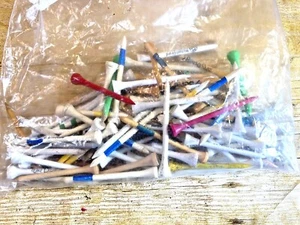 100 GOLF TEES RECYCLED PICK LENGTH WOOD OR PLASTIC ASSORTED COLORS ⛳ EUC ⛳ - Picture 1 of 7