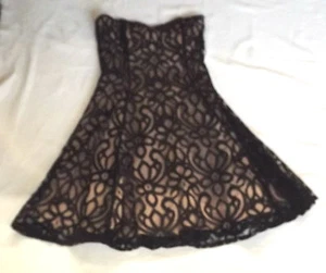 BNWOT UK 6 LIPSTICK BOUTIQUE PINK BLACK LACE PARTY STRAPLESS MINI DRESS - Picture 1 of 2
