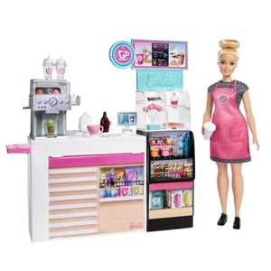 Barbie Coffee Shop You Can Do Anything, 20+ Pieces Curvy Doll And Play set 2020 - Foto 1 di 4