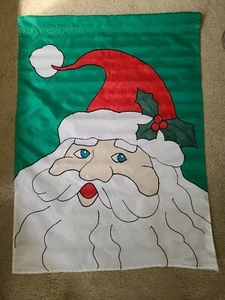 Babbo Natale/Natale LG YARD FLAG 28"w 40"L Nylon/Ottima Qualità/Ottime Condizioni - Foto 1 di 3