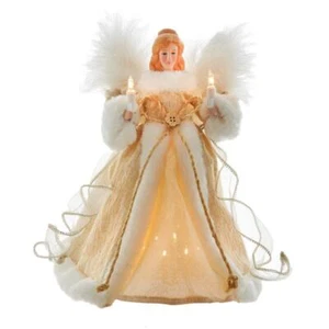 10" Natural Off-White Lighted Blonde Angel Christmas Tree Topper - Picture 1 of 4