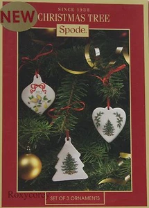 Spode 2012 Christmas Tree 3 Pack of Ornament Tree Heart Partridge Bulb 3.25 in - Picture 1 of 2