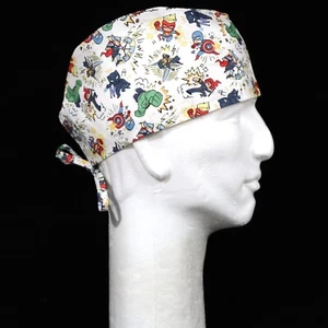 Mini Kawaii Marvel Characters on White Theme Scrub Hat - Picture 1 of 1