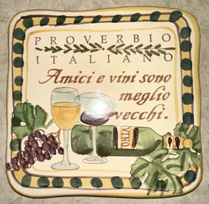 Italian Tile 2006 The Cortopassi Family Hand Painted Italy Old Friends Old Wine - Picture 1 of 6