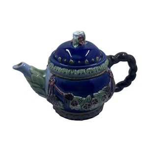 Chinesische Wan Jiang Nouveau Majolika Teekanne signiert 1977 - Bild 1 von 8