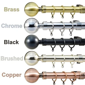 Extendable Curtain Pole Rod 28mm Large Ball Finials & Heavy Duty Fittings - Picture 1 of 8