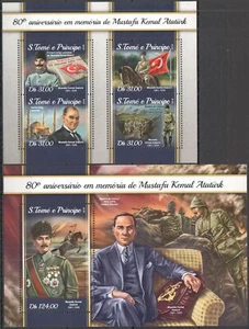 HM1153 2018 SAO TOME & PRINCIPE MUSTAFA KEMAL ATATURK WAR #7563-6+BL1361 MNH - Picture 1 of 1