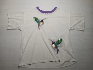 Sheer Hummingbird Fashion Nova T-shirt Women's Size XS Hippy *Stain* See Pics - Picture 1 of 22