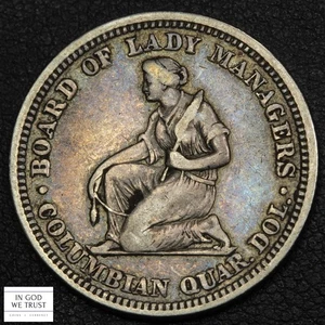 1893 Isabella Commemorative Silver Quarter 25C (Beautiful Light Album Toning!) - Picture 1 of 5