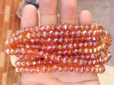 Wholesale Crystal loose charm glass beads jewelry wine red AB 6*8mm 202 pcs - Image 1 of 4