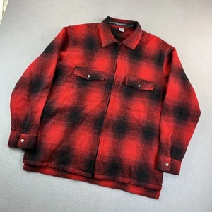 Chaqueta Marithe Francois Girbaud Para Hombre Mediana Roja Negra A Cuadros Cremallera Franela Búfalo - Imagen 1 de 11