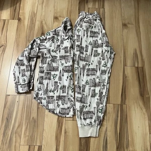 Aerie Damen Flanell Weihnachten Pyjama City Scape Oberteil Gr. XS & Unterteil Gr. S - Bild 1 von 15