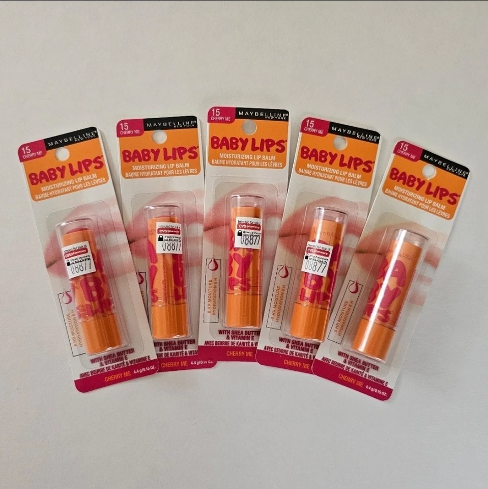 5 Maybelline Baby Lips Lip Balms #15 Cherry Me, 0.13 盎司 — 第 1/1 张图片