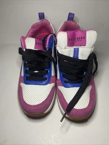 Skechers BT21 COOKY Womens Size 7 Suede Pink Leather Upper Sneaker Shoes - Picture 1 of 6