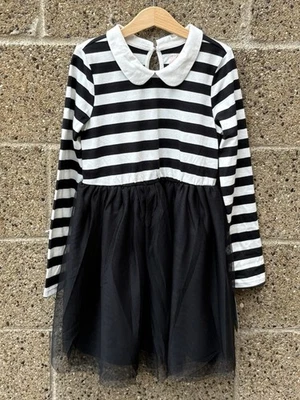 Vestido Falda Tul Miércoles Cat & Jack Niñas B&W Rayas Cuello Peter Pan Nuevo con Etiquetas M 8 Foto 1 de 4