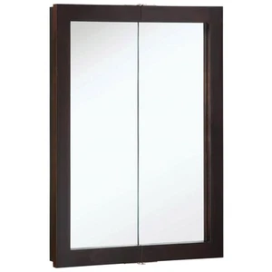 Design House 541334 Ventura 24" Framed Double Door Mirrored - Brown - Picture 1 of 9