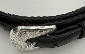 Cinturón De Colección Nadim Western Años 90 Cuero Negro Concho Cuero Trenzado Talla 36 - Imagen 1 de 11