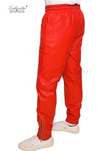 Red leather sweat pant track pant jogging running comfortable wear street wear - Picture 1 of 7