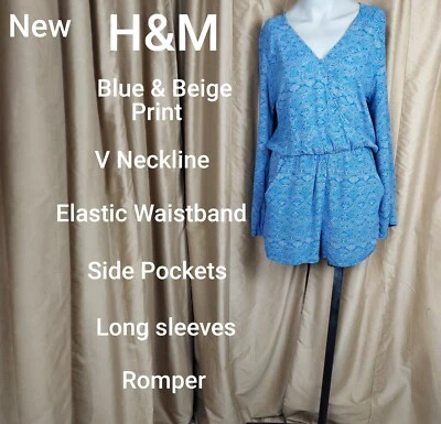 Nuevo Mameluco de Bolsillo H&M Estampado Azul y Beige Talla 6 Foto 1 de 4