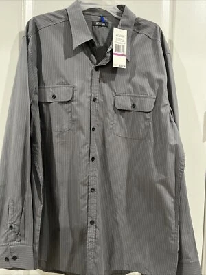 Новый с Ярлыками мужчин Kenneth Cole реакции серый PinStripped рубашка XXl груди 48, L 33 тонкий покрой - Изображение 1 из 4