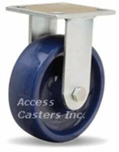 R-526-UYB 6" x 2" Hamilton Medium Duty Rigid Plate Caster, Blue Elastomer Wheel - Picture 1 of 2