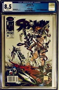 SPAWN #9 CGC 8.5 WHITE PAGES   TODD MCFARLANE COVER ART IMAGE 1993 1st ANGELA - Picture 1 of 3
