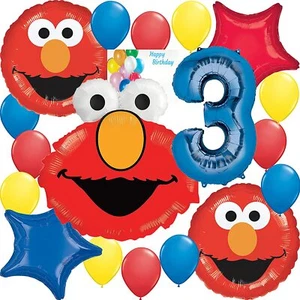 Elmo Party Supplies Balloon Decoration Bouquet 3rd Birthday - Picture 1 of 1