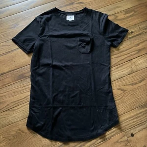 Camiseta para hombre Matiere bolsillo dobladillo largo asimétrico mezcla de algodón seda - Imagen 1 de 6