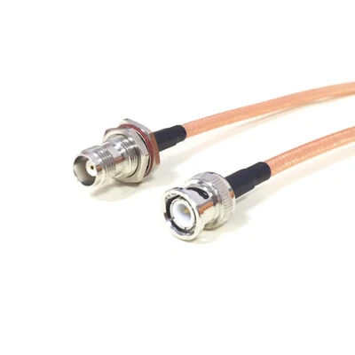 TNC Female Bulkhead to BNC Male RF Coax Cable RG142 50cm 20" Wireless Adapter - Image 1 of 4