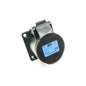 16amp 230v 2P+E Black Straight Flush Panel OUTLET Female Socket. PCE (313-6f6x) - Picture 1 of 2