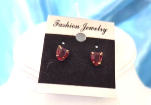 New Fashion Jewelry Imitation Garnet Heart Shaped Women's Stud Earrings - Picture 1 of 15