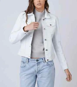 Chaqueta blanca para mujer piel de cordero real cuero genuino bombardero camionero chaqueta-163 - Imagen 1 de 7