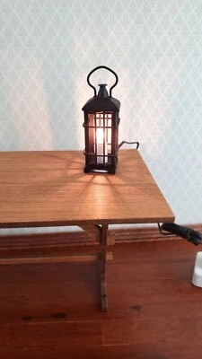 THE DOLLS HOUSE EMPORIUM Dollhouse Black Lantern Light Candle 12 Volt with Plug 1:12 Scale Lighting