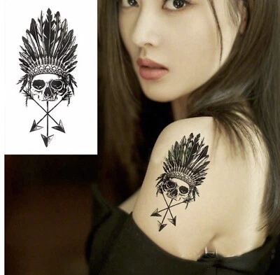 MARKENLOS Juego de calavera tatuaje temporal cráneo calavera impermeable tatuaje adhesivo desechable