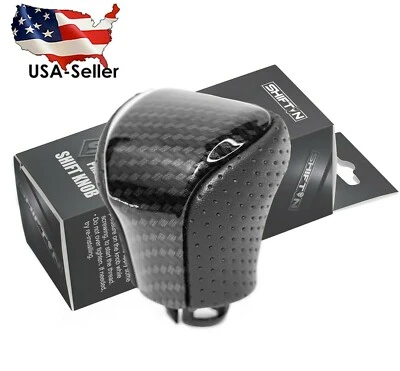 Palanca de cambios de cuero negro y fibra de carbono para Lexus LX-570 2016-2021 Foto 1 de 4