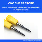 2PC R0.75*D4*15*50L 2F HRC55 Tapered Ball Nose End Mill CNC Router Milling Bit 